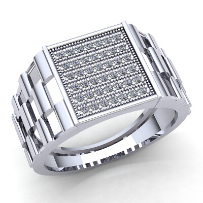 Pre-owned Jewelwesell 0.5ctw Genuine Round Diamond Mens Wide Anniversary Ring 10k Gold