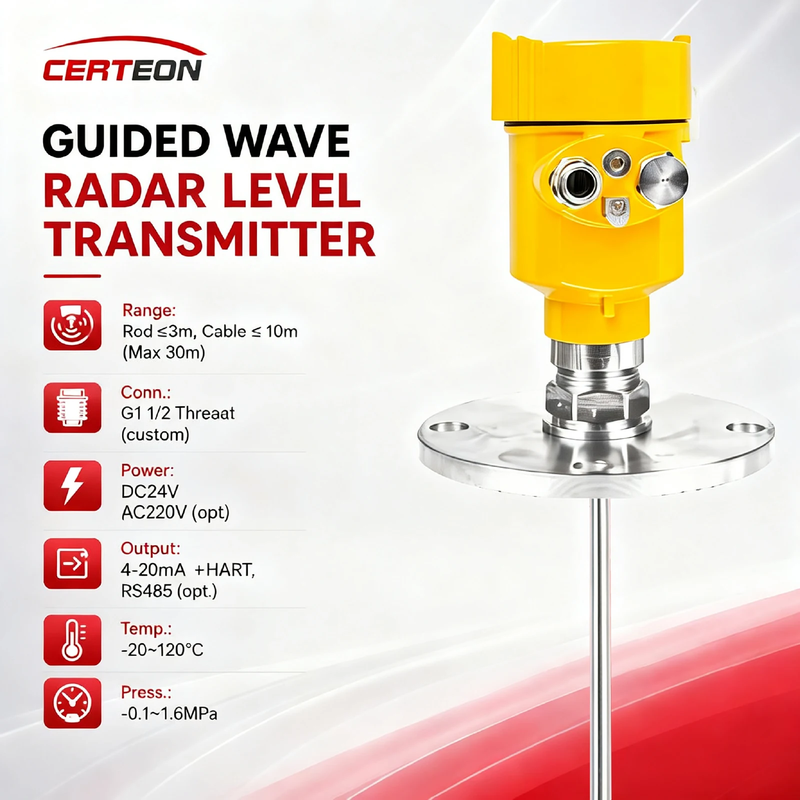 Guided Wave Radar Level Transmitter DC24V 4-20mA for Wastewater Underground Chem