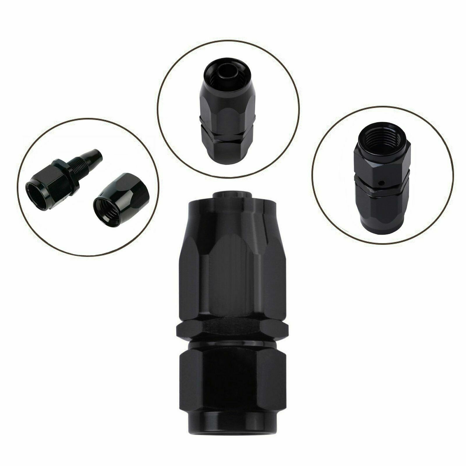 2Pcs 10AN Straight Swivel Hose End Fitting For CPE Oil Fuel Line Aluminum Black