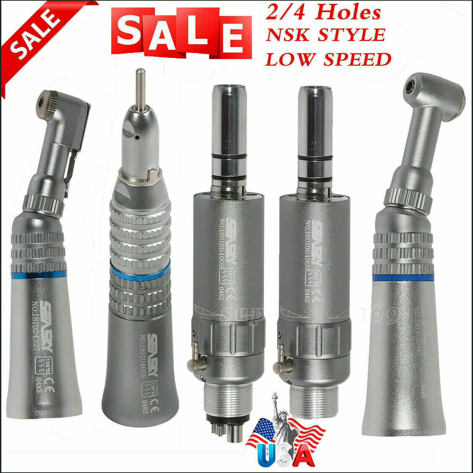 NSK Style Dental Slow Low Speed Handpiece Straight Contra Angle Air Motor 2/4H