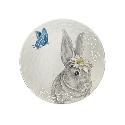 Pier 1 Imports Hello Spring 9'' Salad Plate Earthenware Bunny Rabbit Butterfly Ea