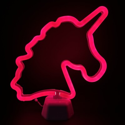 Your Zone Unicorn Red Pink Neon Night Light LED Home Office Decor Kids Bedroom