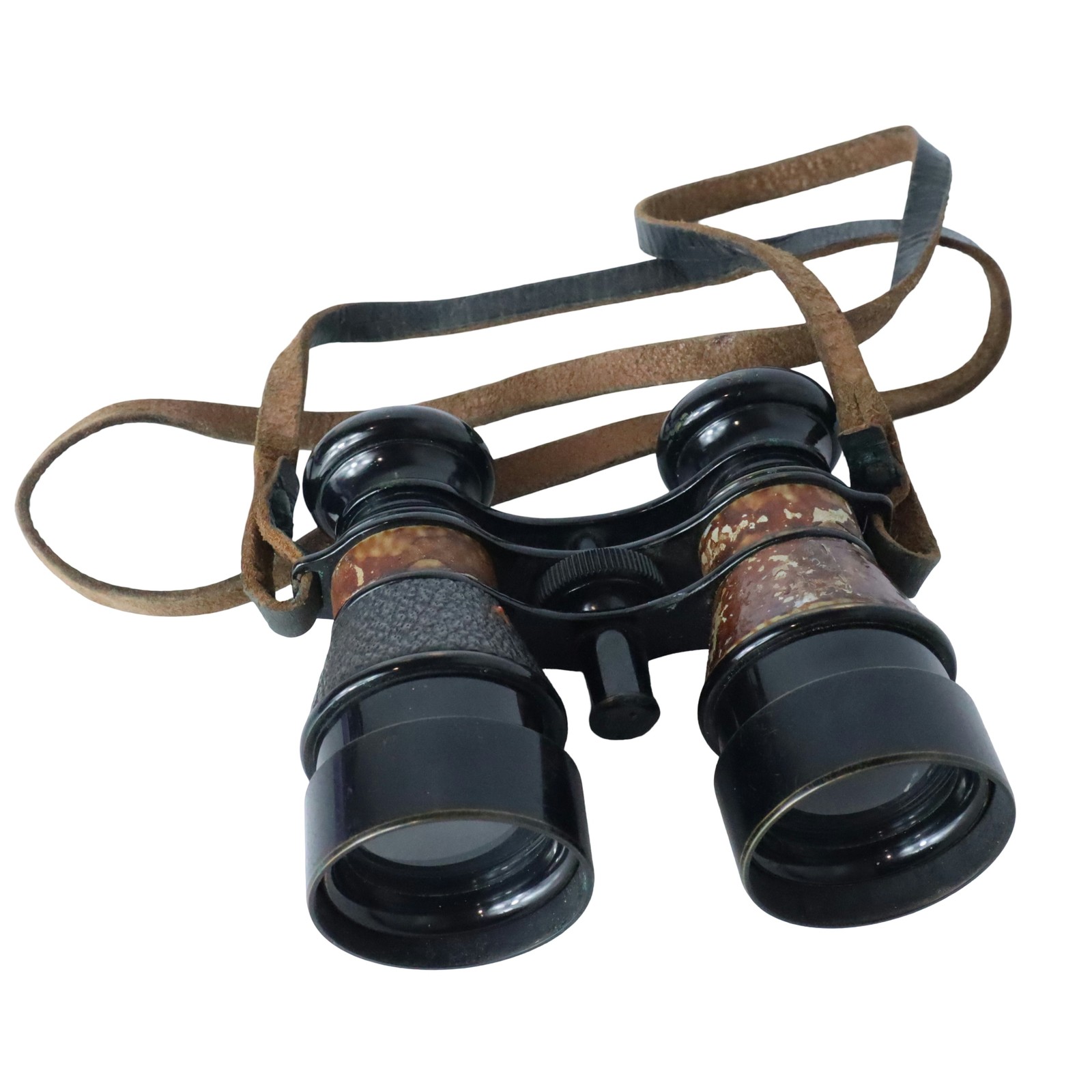 Vintage French Military Binoculars WW2 Leather Strap Marked Dr Dr 6