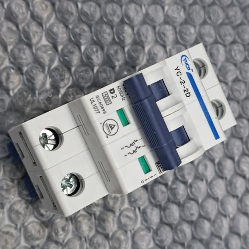 YuCo YC-2-2D  Minature DIN RAIL Circuit Breaker 2 Pole 2A D Curve TUV ,UL 1077 E