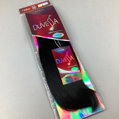 10  Yaki Straight #1 Jet Black Duvessa Remi 100% Human Hair Track Extensions