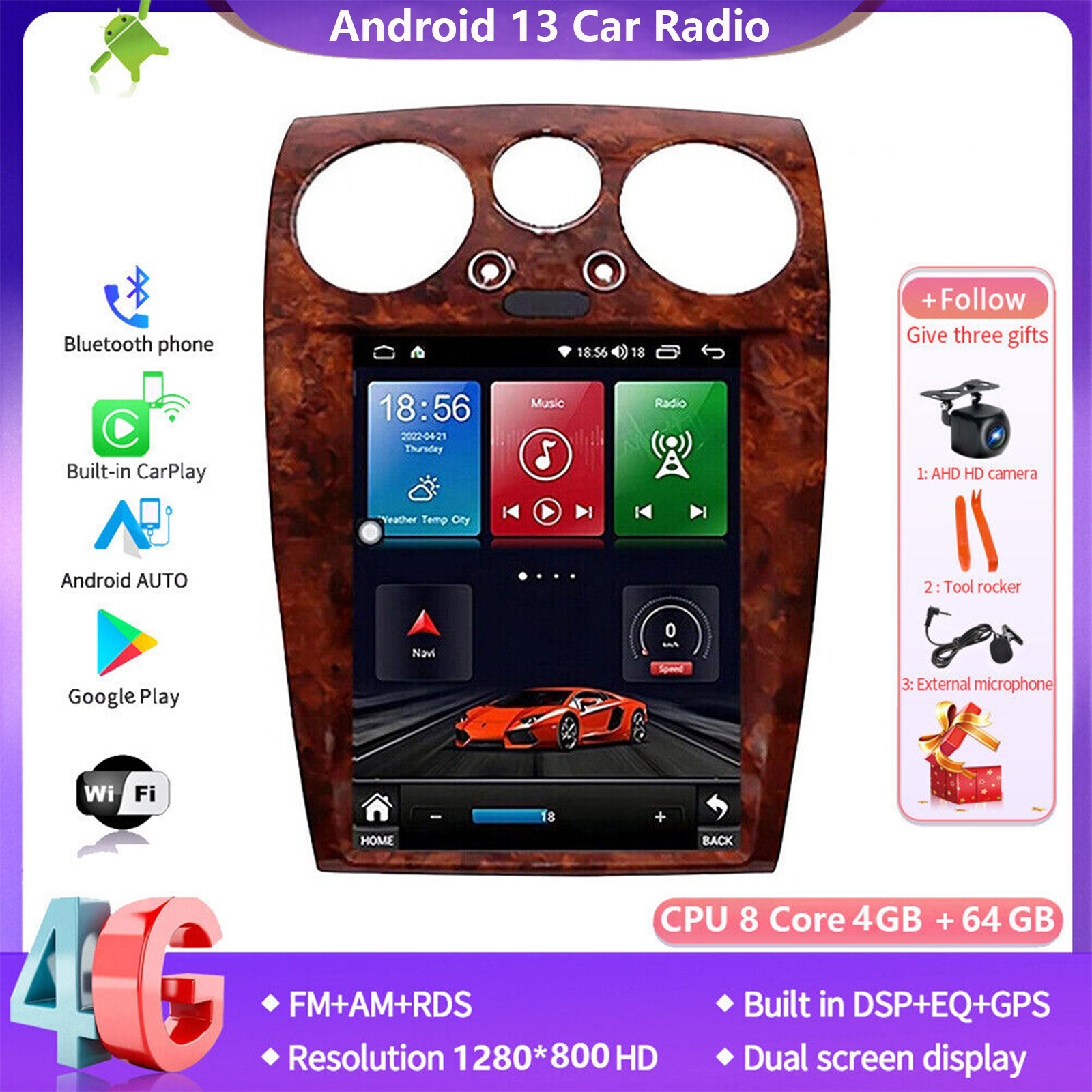 12.1" Car Radio Stereo For Bentley Flying Spur Continental 2004-2012 Tesla Style