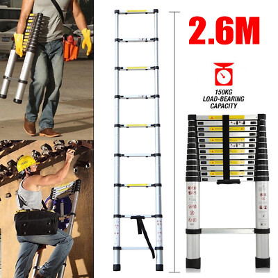 Aluminum Telescoping Ladder Extension Ladders Retraction Collapsible Folding 