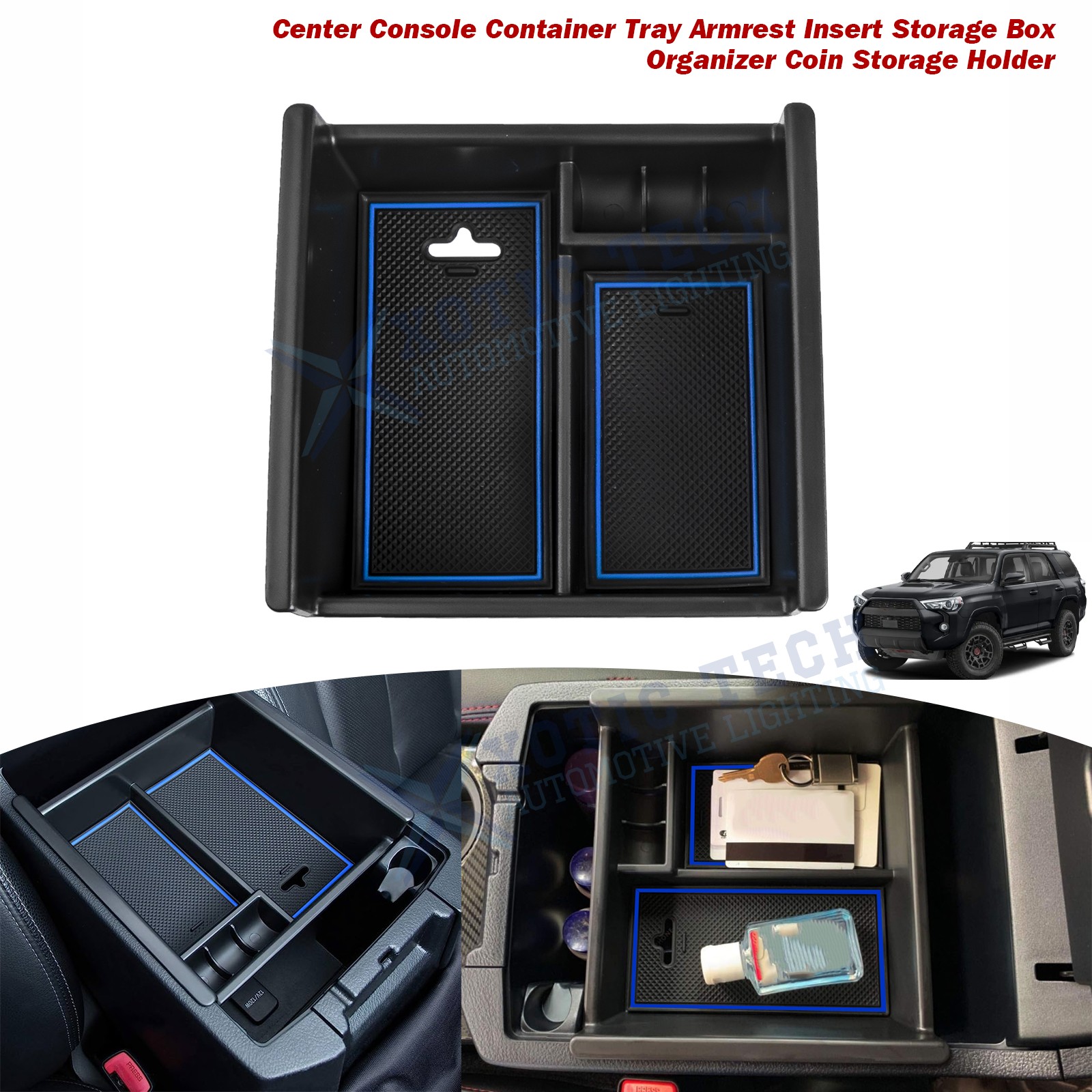 Center Armrest Organizer Box Tray For Toyota 4Runner 2010-24 Kia Telluride 2020+