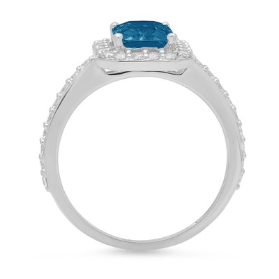 Pre-owned Pucci 2.07ct Emerald Halo London Blue Topaz Promise Bridal Wedding Ring 14k White Gold In D