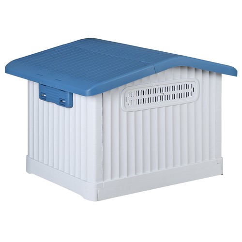 35" Plastic Dog House Puppy Shelter Kennel w/ Liftable Roof & Detachable base 