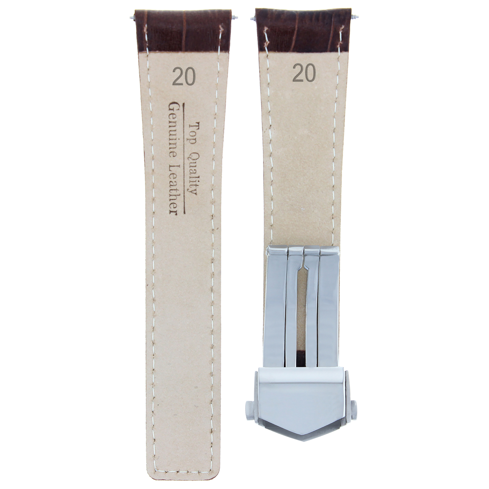 20MM LEATHER STRAP BAND DEPLOYMENT CLASP FOR TAG HEUER CARRERA CV2010