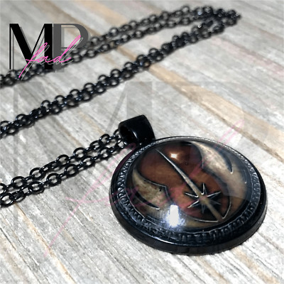 Star Wars Necklace Pendant Cabochon Jedi Order Black Bronze Silver Chain MOCHAJA
