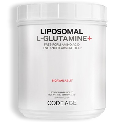 Codeage Liposomal L-Glutamine Powder 5000 mg, Amino Acid Sports Supplement, 1 lb