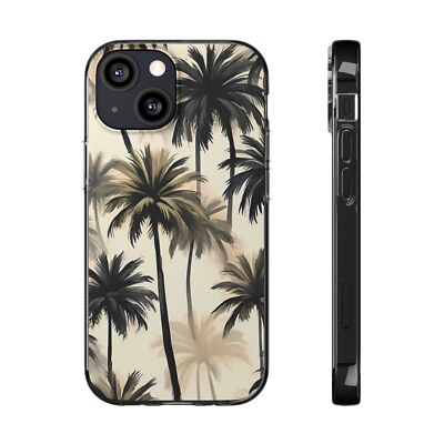 Schöne Handyhülle, Palmenmotiv Handycover, Handy Schutzhülle, biegsam, beige,