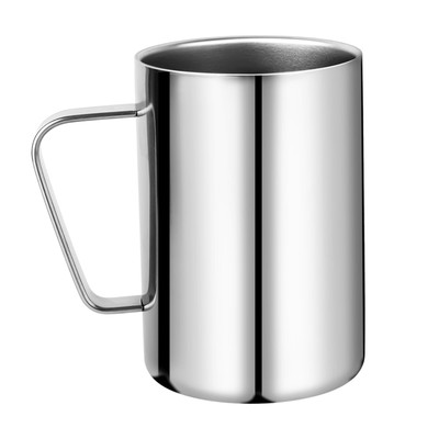Unbreakable 500ml Stainless Steel Double Walled Mugs with Handles Essential C...