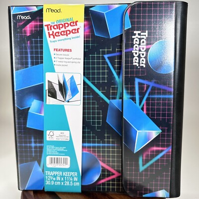 NEW Vintage Style Retro 80s Mead Trapper Keeper 1'' Round 3 Ring Binder 3D Shapes