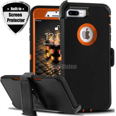 For iPhone 6 7 8 Plus Shockproof Rugged Case With Belt Clip & Screen Protector