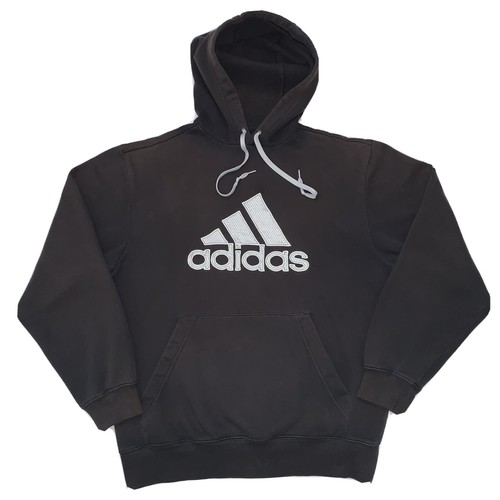 Vintage Adidas Sweatshirt Hoodie 3 Stripes Men Medium Black