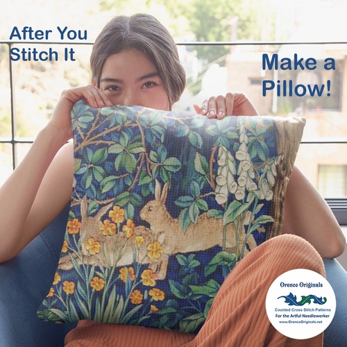 William Morris Seaweed Design Detail Counted Cross Stitch Chart Pattern