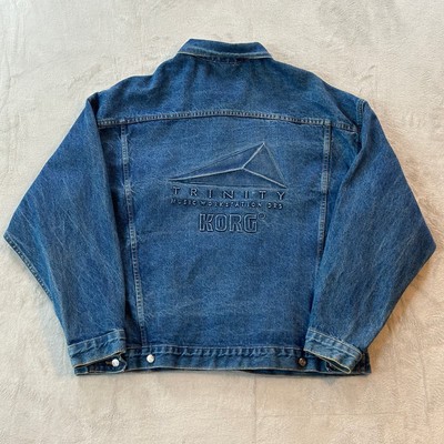 Vintage 1995 Korg Trinity Music Workstation DRS Synth Denim Jean Jacket X-Large
