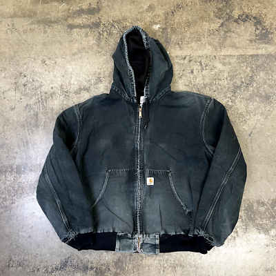 Carhartt Active Jacket Y2K USA Mesh Lined Full Zip Coat Washed Black Mens 2XL eBay