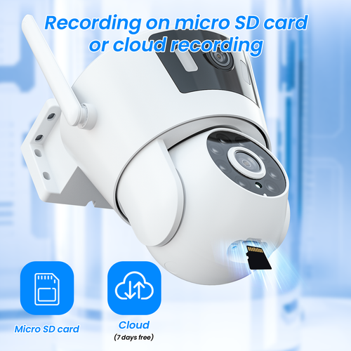 Dual Lens HD 4MP Wireless WiFi IP Security Camera Outdoor CCTV PTZ Home Audio IR