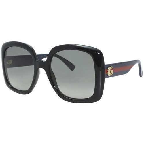Pre-owned Gucci Women's Sunglasses Gradient Grey Nylon Lens Black Square Frame Gg0713s 001 In Gray