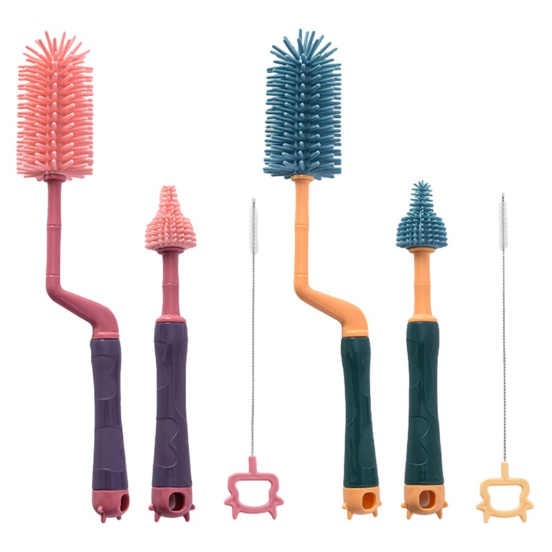 Baby Bottle Cleaning Brush Set 360&deg; Silicone Bristle Milk B