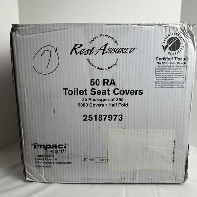 Rest Assured Toilet Seat Covers 5000 Seat Covers New (20 Packs of 250)
