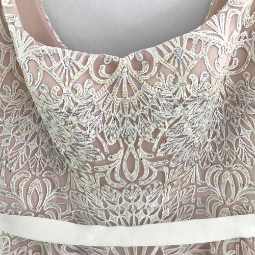 NEW Tadashi Shoji Bridal Women Embroidered Square Neck A-line Maxi Dress Gown 14