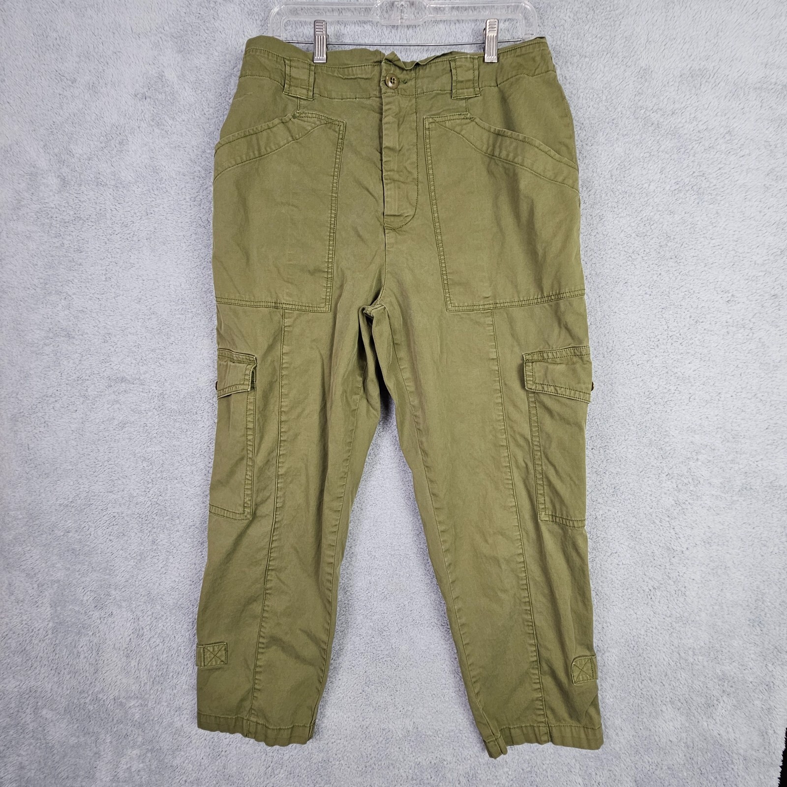 Alex Mill Womens Cargo Pant 14 Green High Waist Tapered Leg