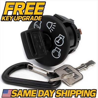 Ignition Switch fits John Deere AM132807 GY20680 w/2 KEYS - FREE CARABINER