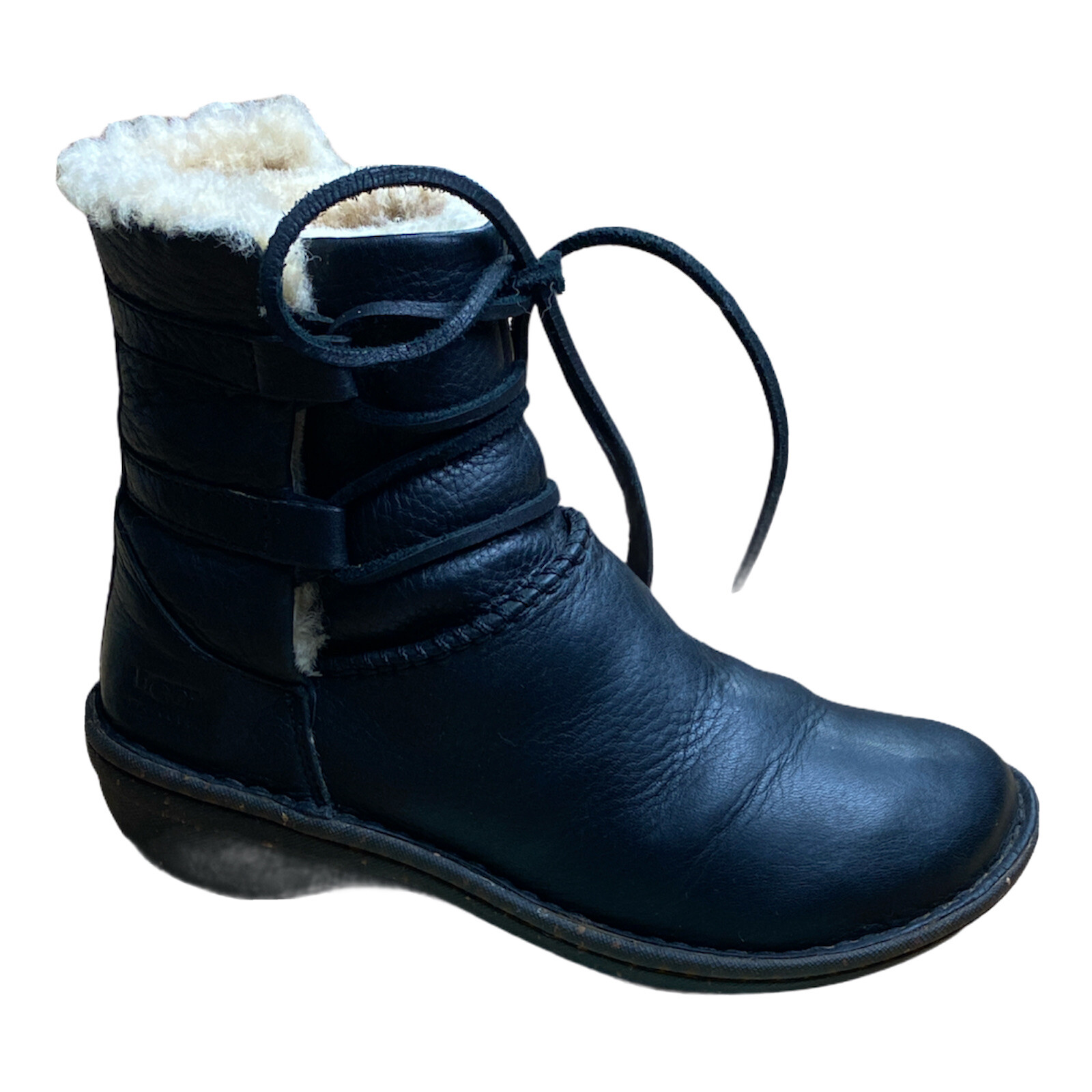 sheepskin lined lace up boots