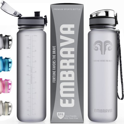 Embrava Best Sports Water Bottle - 32oz Large - Fast Flow, Flip Top Leak Proo...