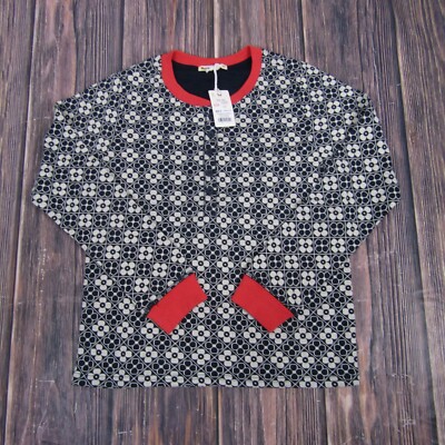 Marine Layer NEW NWT Womens XS Navy Blue Cream Floral Doubleknit Henley