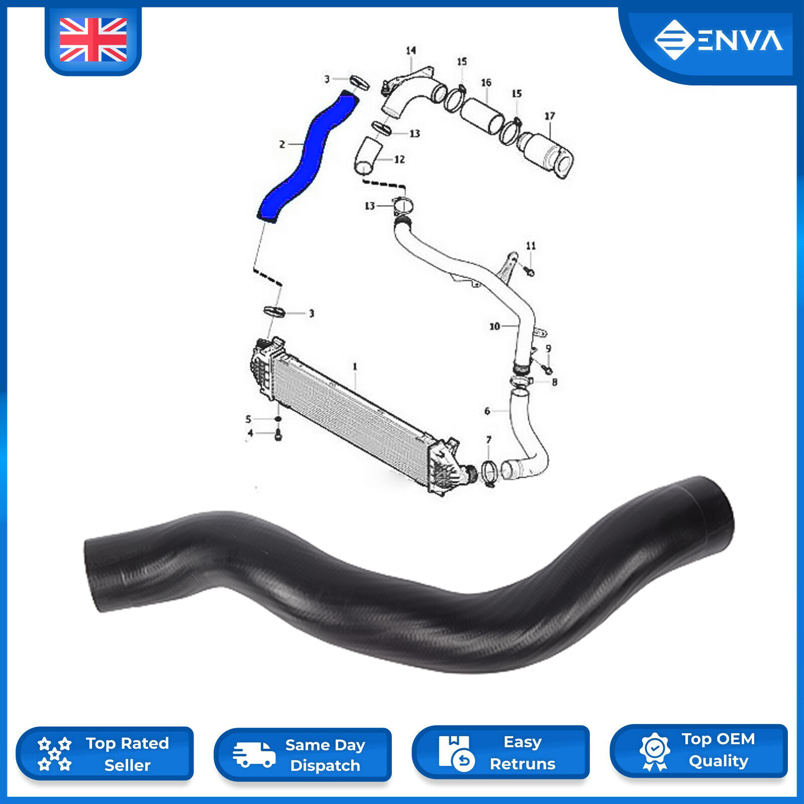 Manguera Turbo Intercooler para Volvo V40 D2 1.6 Diesel (2012-2021) 31293717