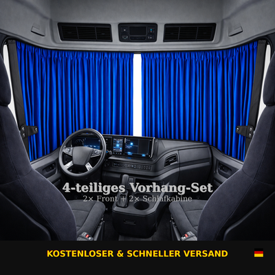 Rideaux DAF 106 XF CF 4 pièces Bleu Noir pour Cabine pare brise Nuit
