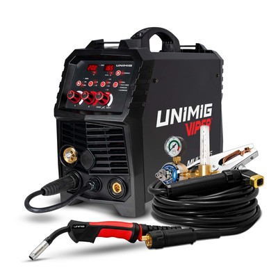 UNIMIG VIPER Multi 165 Mig Tig Stick Welder +Torch, Gas Gasless Synergic U11006K