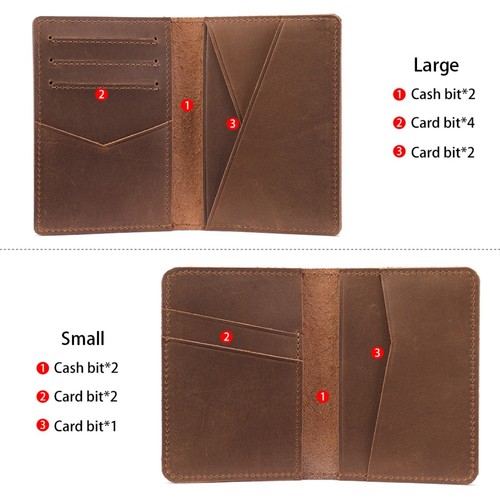 Men's Slim Bifold Wallet Genuine Leather Anti-Magnetic Card Holder RFID Blocking