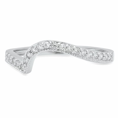 Pre-owned Pucci 0.21 Ct Round Wedding Bridal Curved Chevron V Shape Stacking Band 14k White Gold In White/colorless