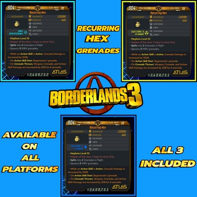 All Platforms Borderlands 3 Modded Recurring Hex Level 72 All 3 Included 