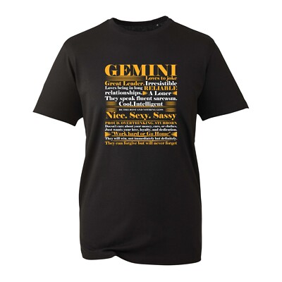 Gemini Astrology Star Sign T-Shirt, Zodiac Horoscope Birthday Gift Unisex Top