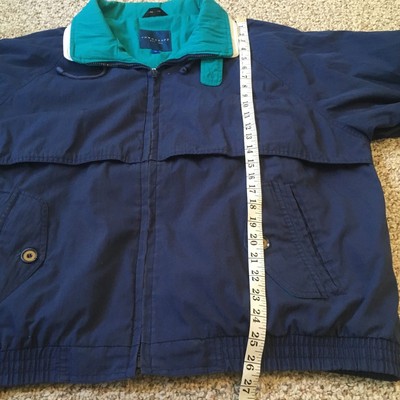 Vintage Towncraft Jacket Windbreaker Mens Size XL Teal Blue Pockets 90s Zipper