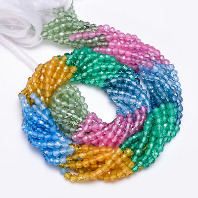 Multi Sapphire Quartz Gemstone Round Shape Faceted Beads 3X3mm Strand 13'' EB-324