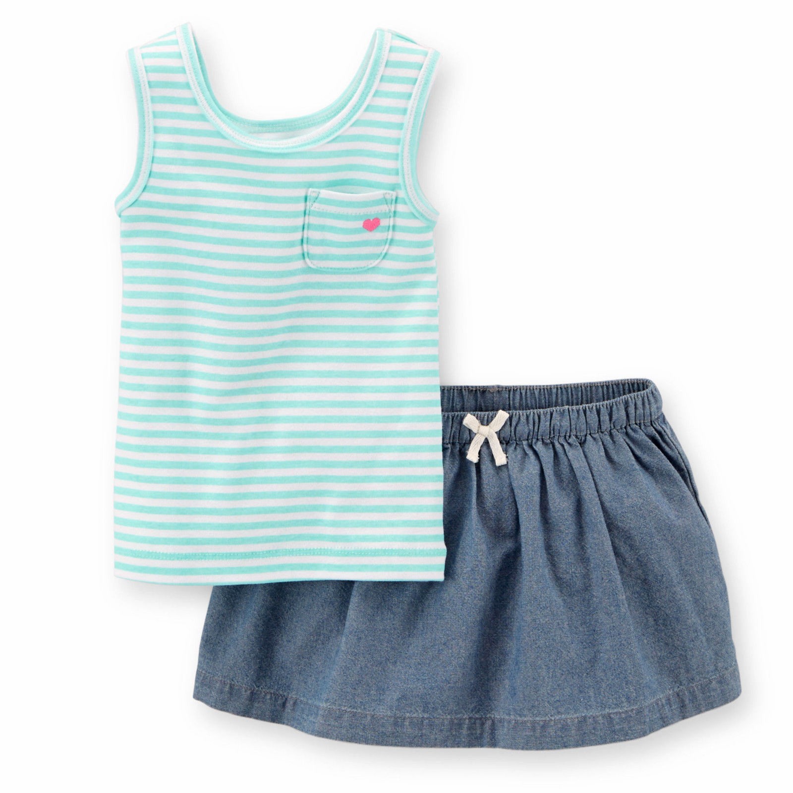 

КОМПЛЕКТ CARTERS BABY GIRL ИЗ 2 ШТ. МАЙКА И СИНЯЯ ШОРТА ИЗ ДЖИНСОВОЙ ШАМБРЕ 9M ОДЕЖДЫ, Aqua;blue chambray;multicolor