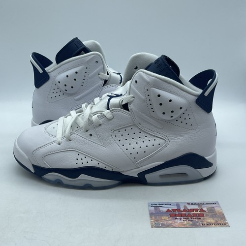 ［こんにちは］Air Jordan 6 ホワイト/ネイビー Size 9.5 - Jordan 6 Retro Midnight Navy White Leather