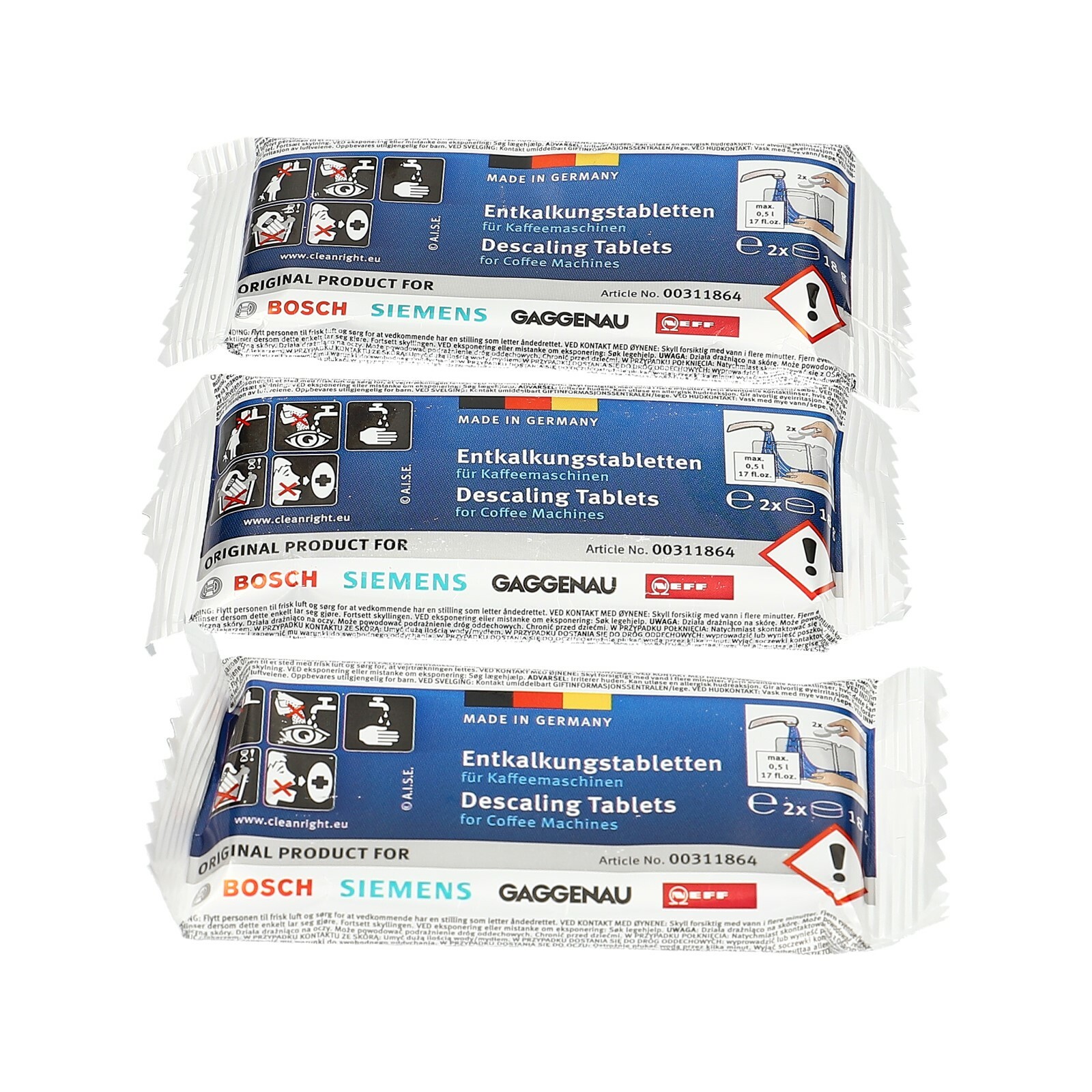 6x Bosch Siemens Entkalkungstabletten Entkalker Kaffeemaschine 311864 TZ60002 