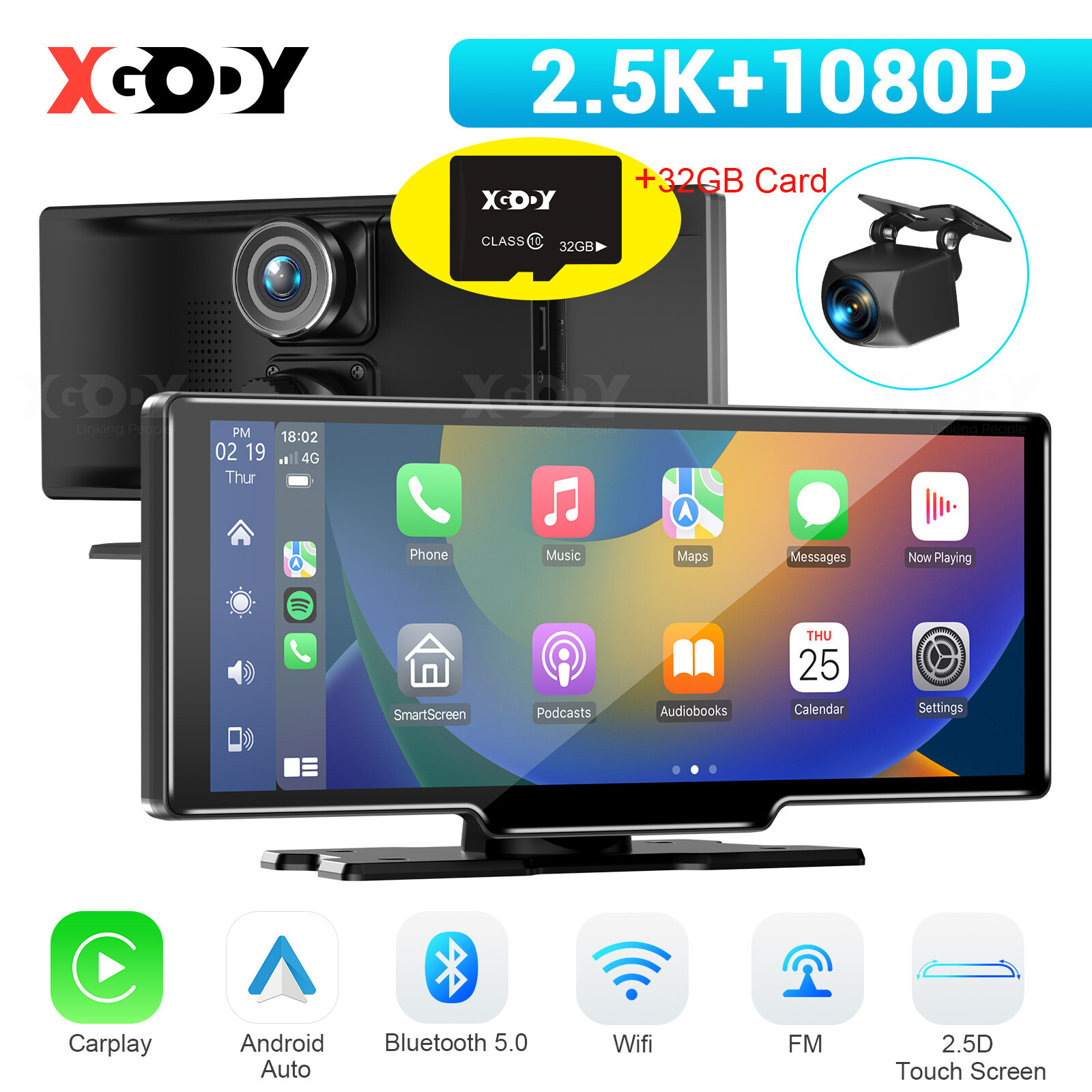 Android Auto Carplay Wifi Dash Cam 32gb Card