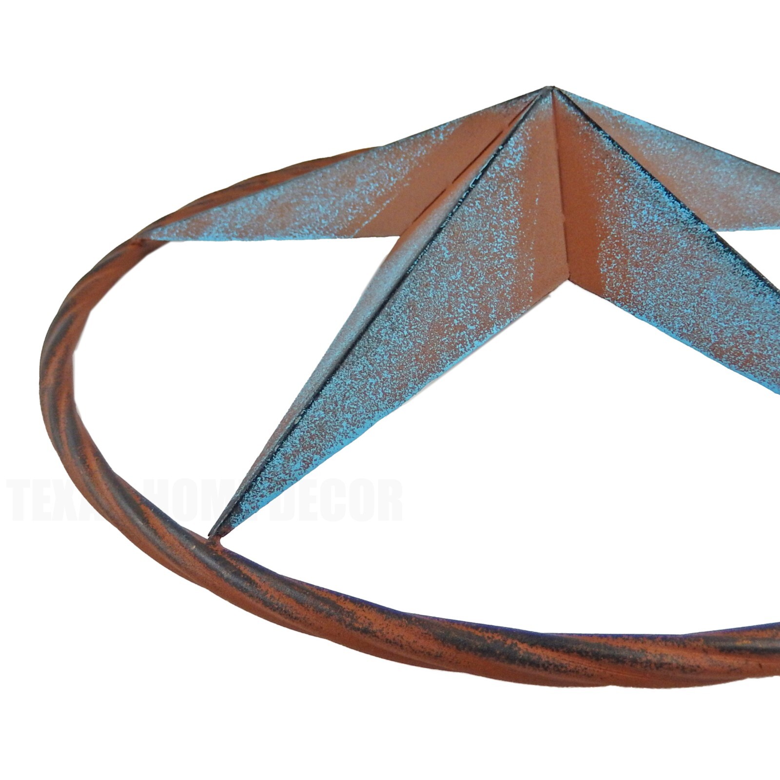 Metal Barn Star Circle Wall Decor Rust Brown Turquoise Finish 16 inch