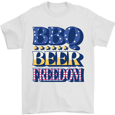 Independence Day BBQ Funny Beer 4th July Mens T-Shirt 100% Cotton